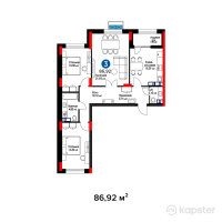 ЖК Jetisu.Lepsi — 3-ком 86.9 м² (от 32,730,984 тг)