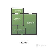 ЖК Jibek Joly — 1-ком 40.7 м² (от 7,326,000 тг)