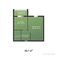 ЖК Prime residence — 1-ком 40.7 м² (от 11,192,500 тг)