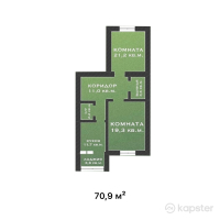 ЖК Prime residence — 2-ком 70.9 м² (от 19,497,600 тг)