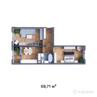 ЖК Maxima City — 2-ком 59.7 м² (от 28,180,800 тг)