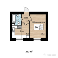 ЖК Астана — 1-ком 31.3 м² (от 6,573,000 тг)