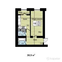 ЖК Астана — 1-ком 38.9 м² (от 8,169,000 тг)