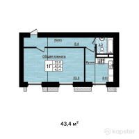 ЖК Астана — 1-ком 43.4 м² (от 9,114,000 тг)