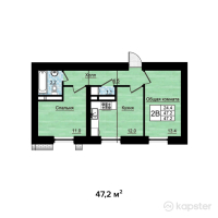 ЖК Астана — 2-ком 47.2 м² (от 9,912,000 тг)