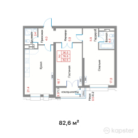 ЖК Etasa Residence — 2-ком 82.6 м² (от 65,846,000 тг)