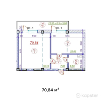 ЖК Эмир — 1-ком 70.8 м² (от 23,377,300 тг)