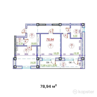 ЖК Эмир — 1-ком 78.9 м² (от 26,050,300 тг)