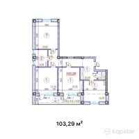 ЖК Эмир — 3-ком 103.3 м² (от 33,052,800 тг)