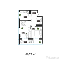 ЖК Arai Towers — 2-ком 60.8 м² (от 27,954,200 тг)