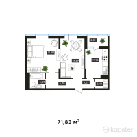 ЖК Arai Towers — 2-ком 71.8 м² (от 33,041,800 тг)