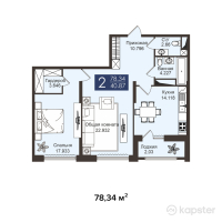 ЖК JM City Dom-Park — 2-ком 78.3 м² (от 38,543,280 тг)