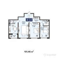 ЖК JM City Dom-Park — 3-ком 101.5 м² (от 49,309,560 тг)