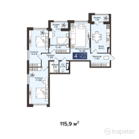 ЖК JM City Dom-Park — 4-ком 115.9 м² (от 53,134,620 тг)