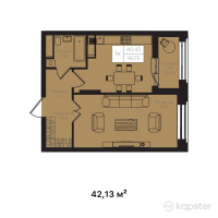 ЖК La Vie — 1-ком 42.1 м² (от 32,440,100 тг)