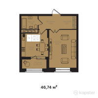 ЖК La Vie — 1-ком 46.7 м² (от 35,989,800 тг)