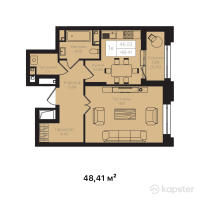 ЖК La Vie — 1-ком 48.4 м² (от 37,275,700 тг)