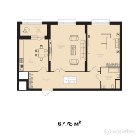 ЖК La Vie — 2-ком 67.8 м² (от 52,190,600 тг)