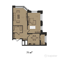 ЖК La Vie — 2-ком 71 м² (от 54,670,000 тг)