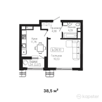 ЖК Tumar Residence — 1-ком 38.5 м² (от 21,560,000 тг)