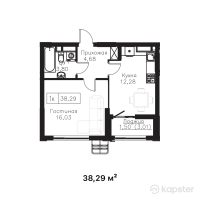 ЖК Tumar Residence — 1-ком 38.3 м² (от 14,933,100 тг)