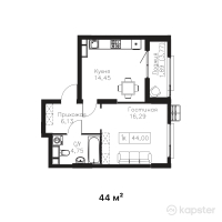 ЖК Tumar Residence — 1-ком 44 м² (от 17,160,000 тг)