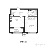 ЖК Tumar Residence — 1-ком 48 м² (от 18,700,500 тг)