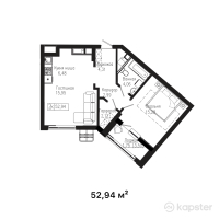 ЖК Tumar Residence — 2-ком 52.9 м² (от 27,528,800 тг)