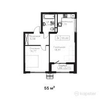 ЖК Tumar Residence — 2-ком 55 м² (от 21,450,000 тг)