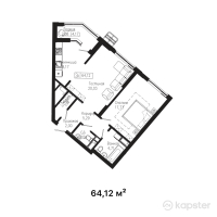 ЖК Tumar Residence — 2-ком 64.1 м² (от 25,006,800 тг)