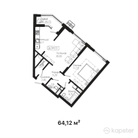 ЖК Tumar Residence — 2-ком 64.1 м² (от 33,021,800 тг)