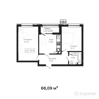 ЖК Tumar Residence — 2-ком 66.1 м² (от 25,775,100 тг)