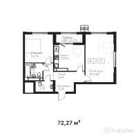 ЖК Tumar Residence — 2-ком 72.3 м² (от 28,185,300 тг)