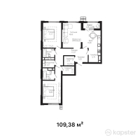 ЖК Tumar Residence — 3-ком 109.4 м² (от 42,658,200 тг)