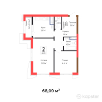 ЖК Tumar Towers Oskemen — 2-ком 68.1 м² (от 30,640,500 тг)