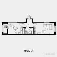 ЖК Delta — 1-ком 49.3 м² (от 19,223,100 тг)