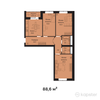 ЖК Amina — 3-ком 88.6 м² (от 29,238,000 тг)