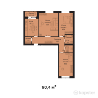 ЖК Amina — 3-ком 90.4 м² (от 29,832,000 тг)