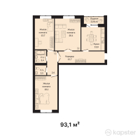 ЖК Amina — 3-ком 93.1 м² (от 30,723,000 тг)