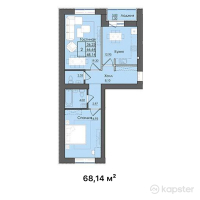 ЖК Da Vinci Comfort — 2-ком 68.1 м² (от 23,167,600 тг)