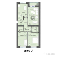 ЖК Da Vinci Comfort — 3-ком 88 м² (от 29,926,800 тг)