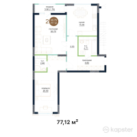 ЖК Muz Tau — 2-ком 77.1 м² (от 26,992,000 тг)