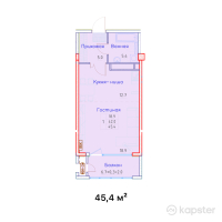 ЖК Aspen — 1-ком 45.4 м² (от 54,480,000 тг)