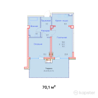 ЖК Aspen — 2-ком 70.1 м² (от 77,110,000 тг)