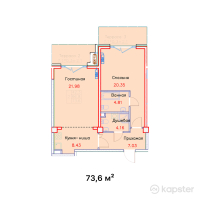 ЖК Aspen — 2-ком 73.6 м² (от 80,960,000 тг)