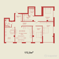 ЖК Loro Residence — 4-ком 172.5 м² (от 181,125,000 тг)