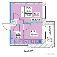 ЖК Tasty — 1-ком 27.1 м² (от 7,574,000 тг)