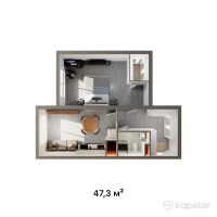 ЖК Time City — 1-ком 47.3 м² (от 16,082,000 тг)