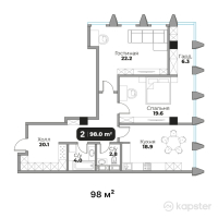 ЖК Авторский дом 42 — 2-ком 98 м² (от 117,600,000 тг)