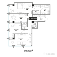 ЖК Авторский дом 42 — 3-ком 146.6 м² (от 175,920,000 тг)